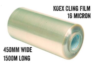 Koex 2 layer Cling Film 450mm Wide 1500m Long 16 Micron